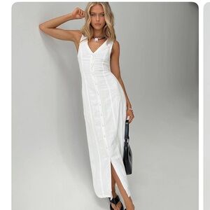 Princess Polly Summer Season Linen Blend White Maxi Dress size 2